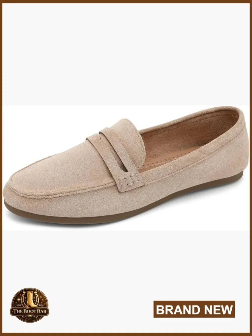 Faux Suede Penny Loafers Slip On Flats Lightweight Comfortable Walking Shoes